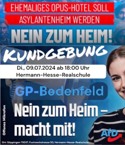 Event-Flyer Kundgebung Gp-Bodenfeld NEIN ZUM HEIM