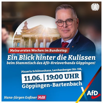 Event-Flyer Einladung zum Stammtisch des AfD Kreisverband Göppingen 