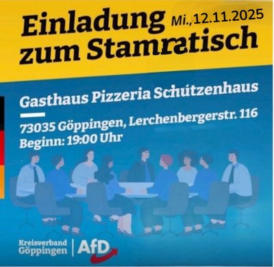 Event-Flyer Einladung zum Stammtisch des AfD Kreisverband Göppingen 