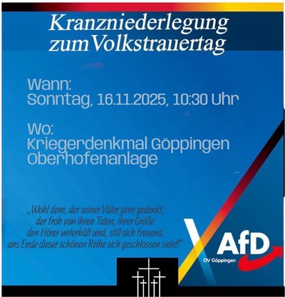 Event-Flyer Kranzniederlegung zum Volkstrauertag