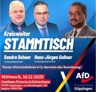 Event-Flyer Einladung zum Stammtisch des AfD Kreisverband Göppingen 