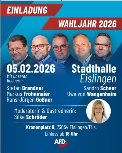 Event-Flyer Einladung zum Wahljahr 2026 in Eislingen