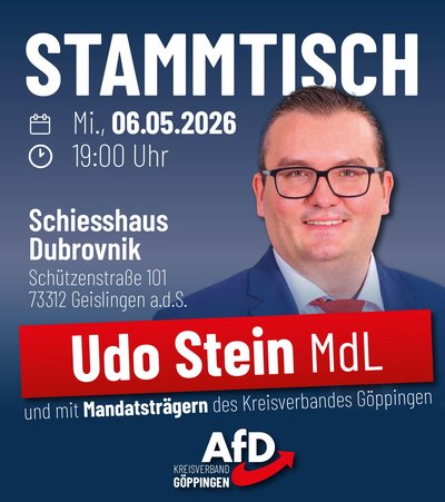 Event-Flyer Stammtisch des AfD Ortsverbandes Oberes Filstal