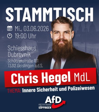 Event-Flyer Stammtisch des AfD Ortsverbandes Oberes Filstal