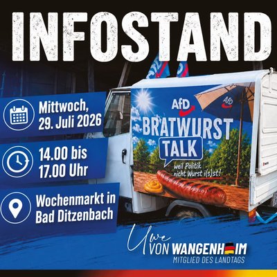 Event-Flyer Infostand mit Uwe von Wangenheim MdL in Bad Ditzenbach
