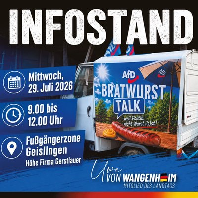 Event-Flyer Infostand mit Uwe von Wangenheim MdL in Geislingen an der Steige