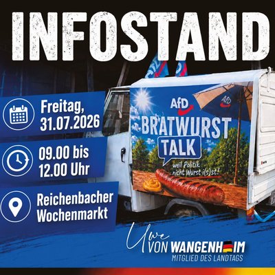 Event-Flyer Infostand mit Uwe von Wangenheim MdL in Reichenbach im Täle