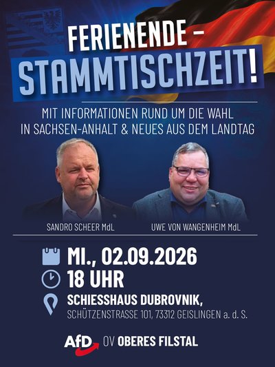 Event-Flyer Stammtisch des AfD Ortsverbandes Oberes Filstal