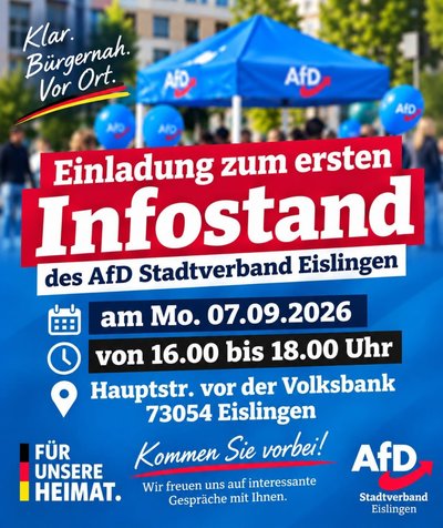 Event-Flyer Erster Infostand AfD Stadverband Eislingen