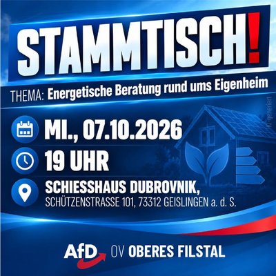 Event-Flyer Stammtisch des AfD Ortsverbandes Oberes Filstal